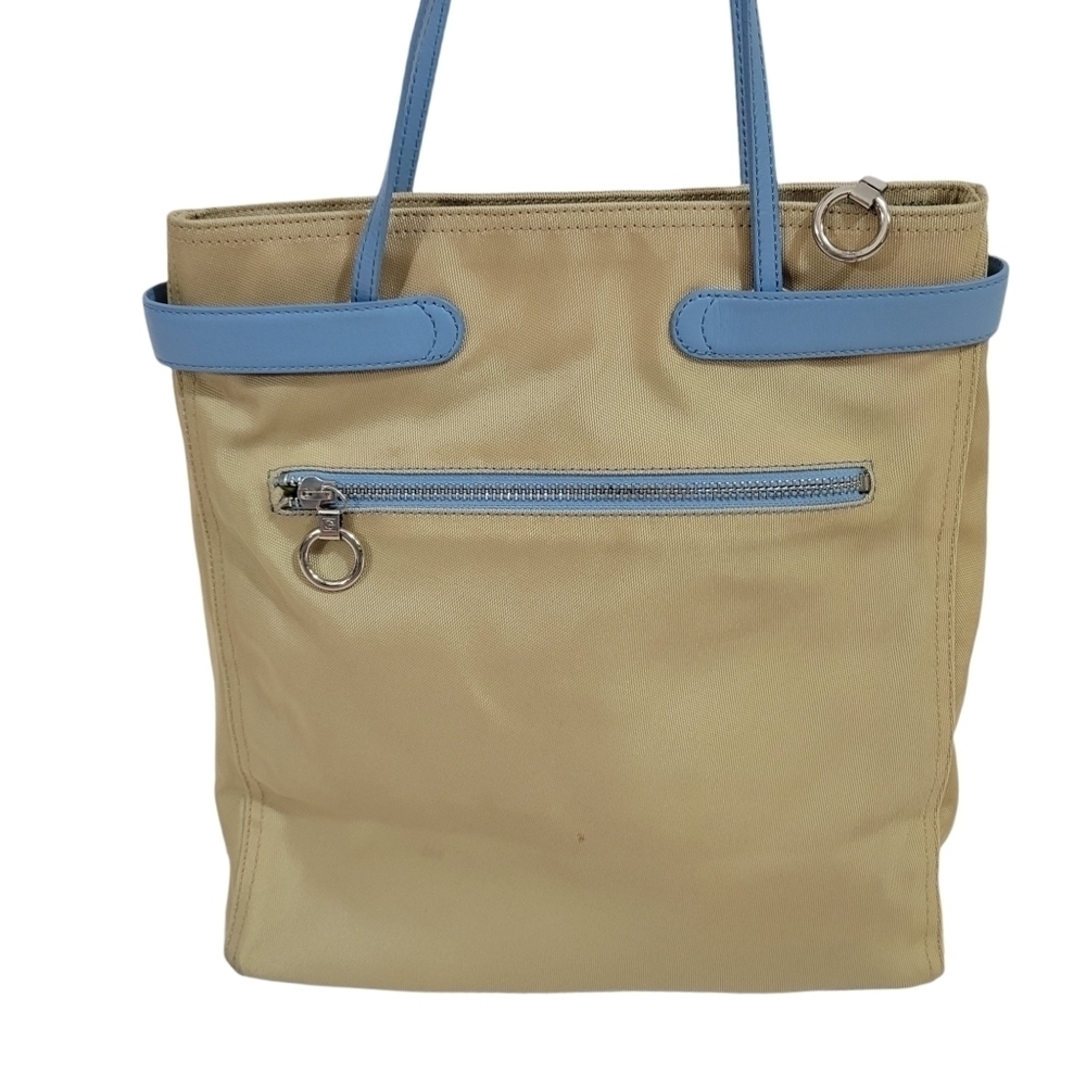 Cole Haan Tan & Blue Nylon Shoulder Tote Bag - Picture 4 of 13